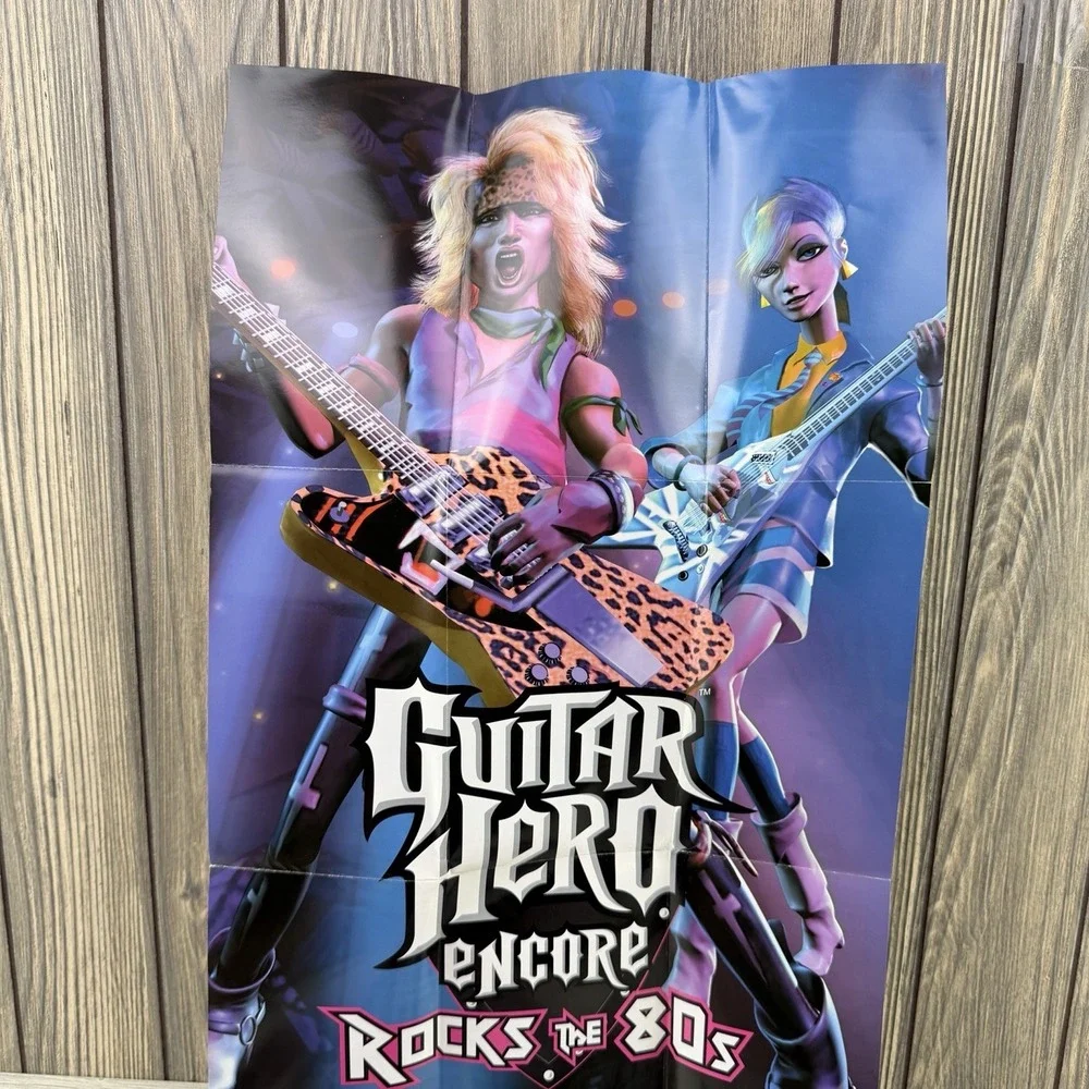 Guitar Hero Encore Rocks the 80s Playstation 2 PS2 Game CIB Manual & Poster